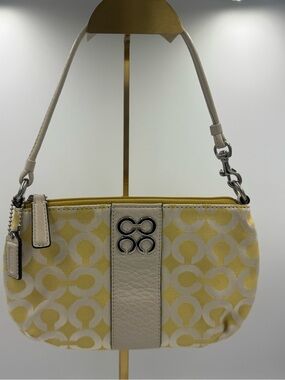 Coach XL Op Art Yellow and Chalk White / Cream Mini Shoulder Bag or Wristlet
